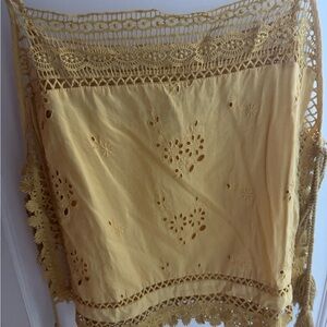 Free People Yellow Lace Tank Top
